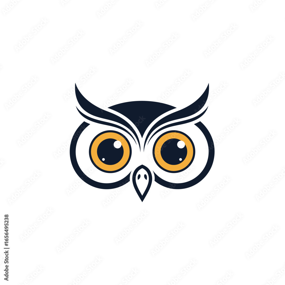 Obraz premium Modern owl logo symbol, stylized bird head vector icon.