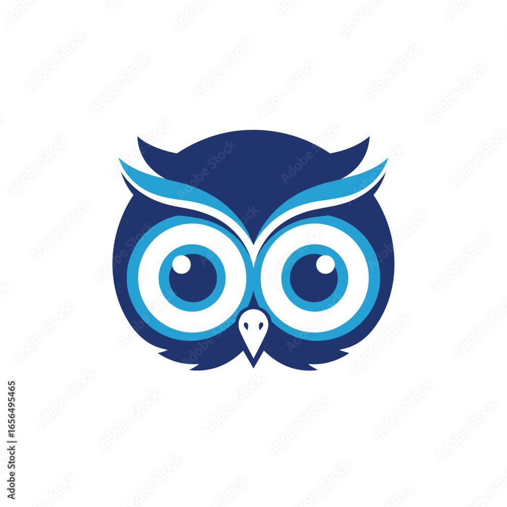 Fototapeta premium Modern owl logo symbol, stylized bird head vector icon.