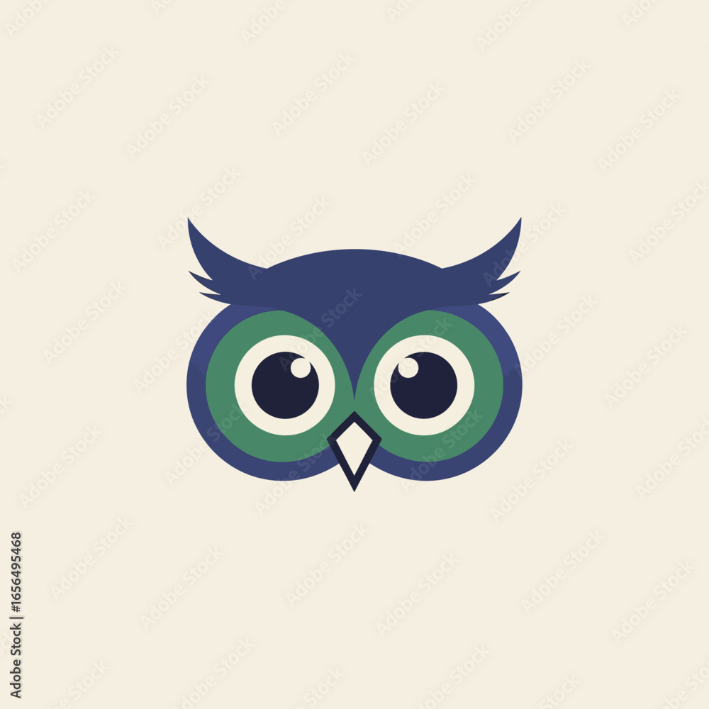 Obraz premium Modern owl logo symbol, stylized bird head vector icon.