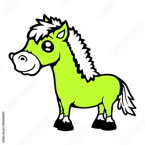 Horse stands rider cartoon riding cute comic cool