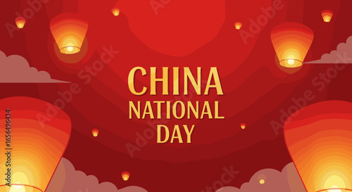 china national day vector illustration holiday celebration festive sky lanterns graphic design concept 