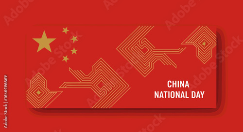 china national day vector illustration, chinese flag graphic design, red background, celebration concept 