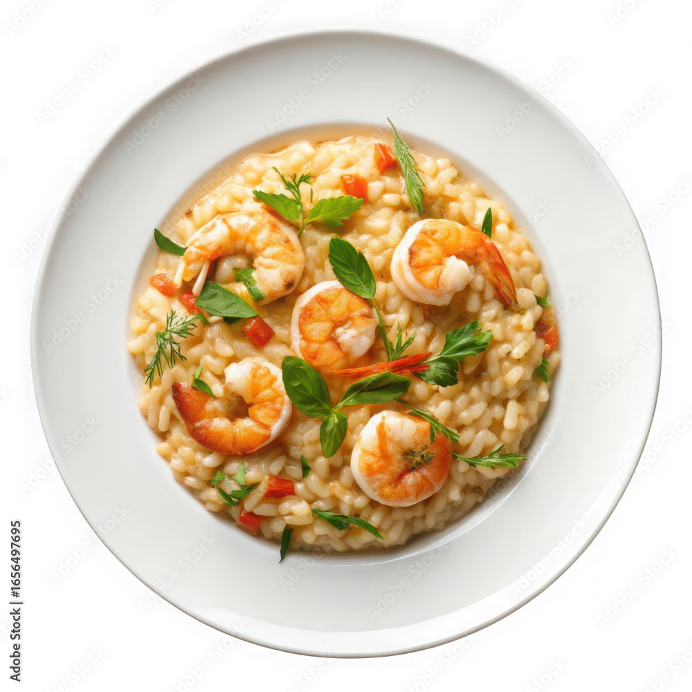 Delicious shrimp risotto isolated on transparent background Delicious shrimp risotto isolated on transparent background