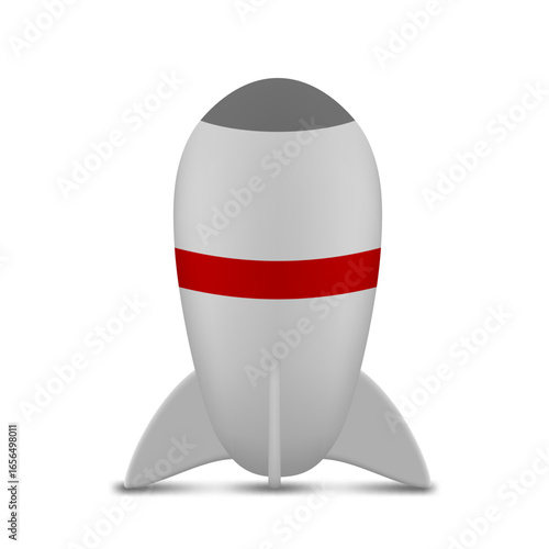 Nuclear Rocket Or Bomb Isolated On White