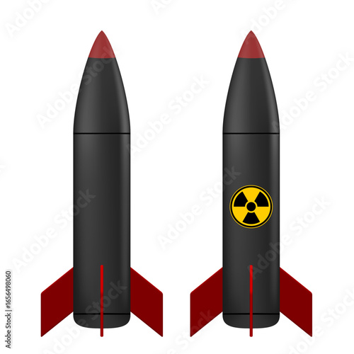 Nuclear Rocket Or Bomb Isolated On White Background. EPS10 Vector