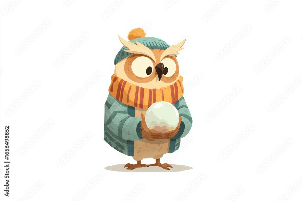 Naklejka premium A wise owl gazes into a crystal ball, symbolizing deep knowledge, clairvoyance, mystery, and the unseen future.