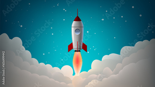 Space Rocket Startup Or landing Template Banner