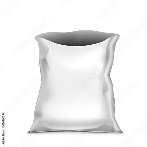 Open Crumpled Food Pillow Package Isolated On White