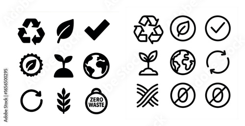 Sustainability and eco line icons set – outline, green, environmental symbols