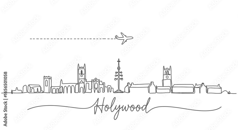 Obraz premium Holywood Northern Ireland Skyline with plane.