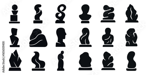 Abstract art silhouette icons set – solid, filled, modern and creative symbols