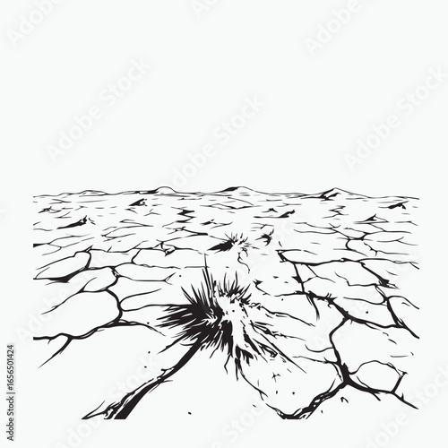 cracked ground with a hole