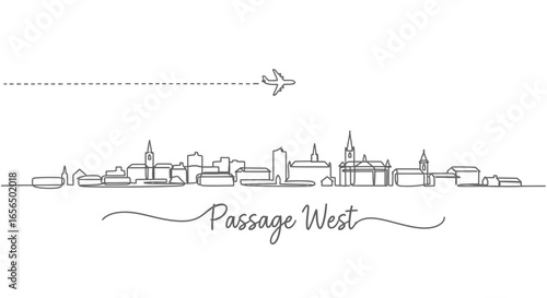 Passage West Skyline with Ireland Travel design.