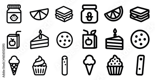 Food and drink line icons set – outline, culinary and beverage symbols