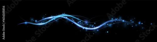 Bright blue glowing curved line with magic light effect.