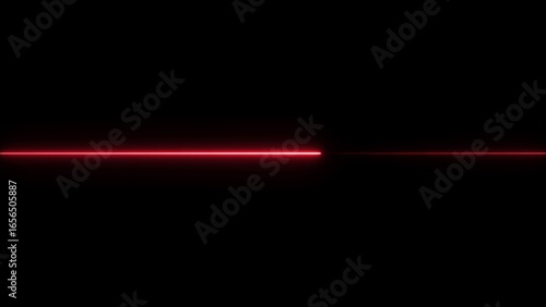 Bright Red Laser Beam Cutting Through Black Darkness light