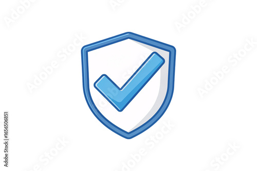 Free Download Blue shield icon with checkmark symbol inside for security verification, isolated on a transparent background - GFXLoad