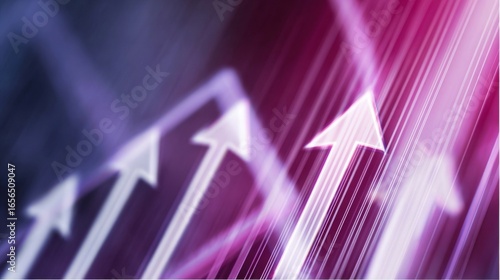 Wallpaper Mural A series of upward arrows against a vibrant purple and magenta background with streaking white lines, Torontodigital.ca