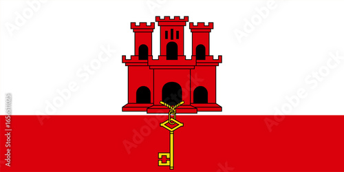 The vibrant flag of Gibraltar displays a red castle design with a key at the base, fluttering majestically against a clear blue sky. This captures the spirit of the region.
