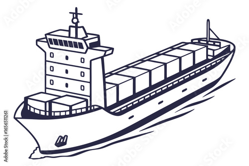 Large cargo ship carrying containers across the sea for international trade
