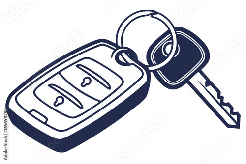Car key with remote control for unlocking and starting the vehicle