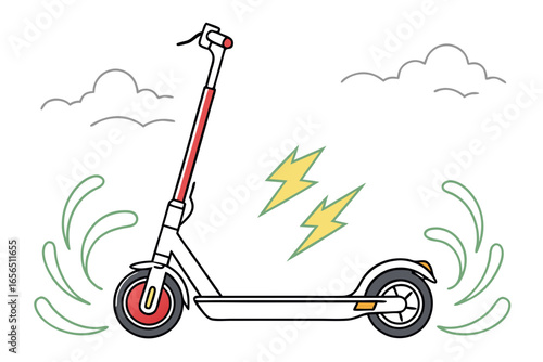 Electric scooter with lightning and water splashes