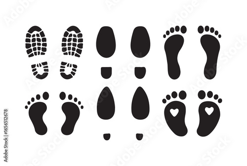 footprint human icon set. baby feet logo, Up footprint trail of human. Victor illustration eps10