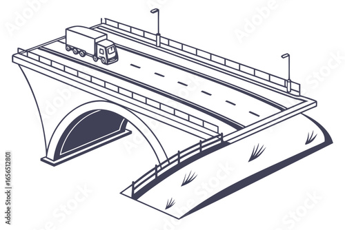 Truck on a highway bridge