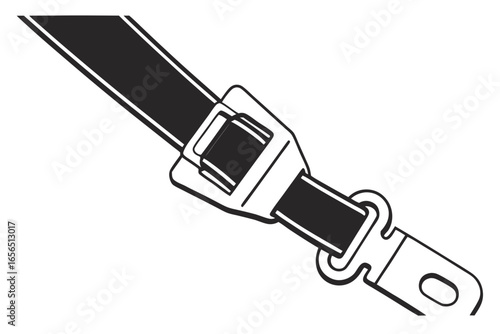 Closeup of a seatbelt buckle and strap