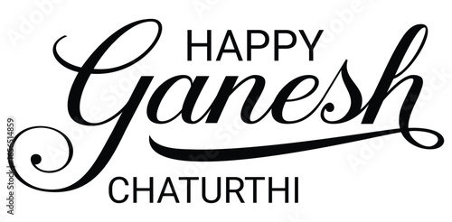 Ganesh Chaturthi  calligraphy Text design. Happy Ganesh chaturthi. typography for happy ganesh chaturthi greeting on white background for hindu spiritual celebration and festive poster use .
