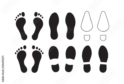 footprint human icon set. baby feet logo, Up footprint trail of human. Victor illustration eps10