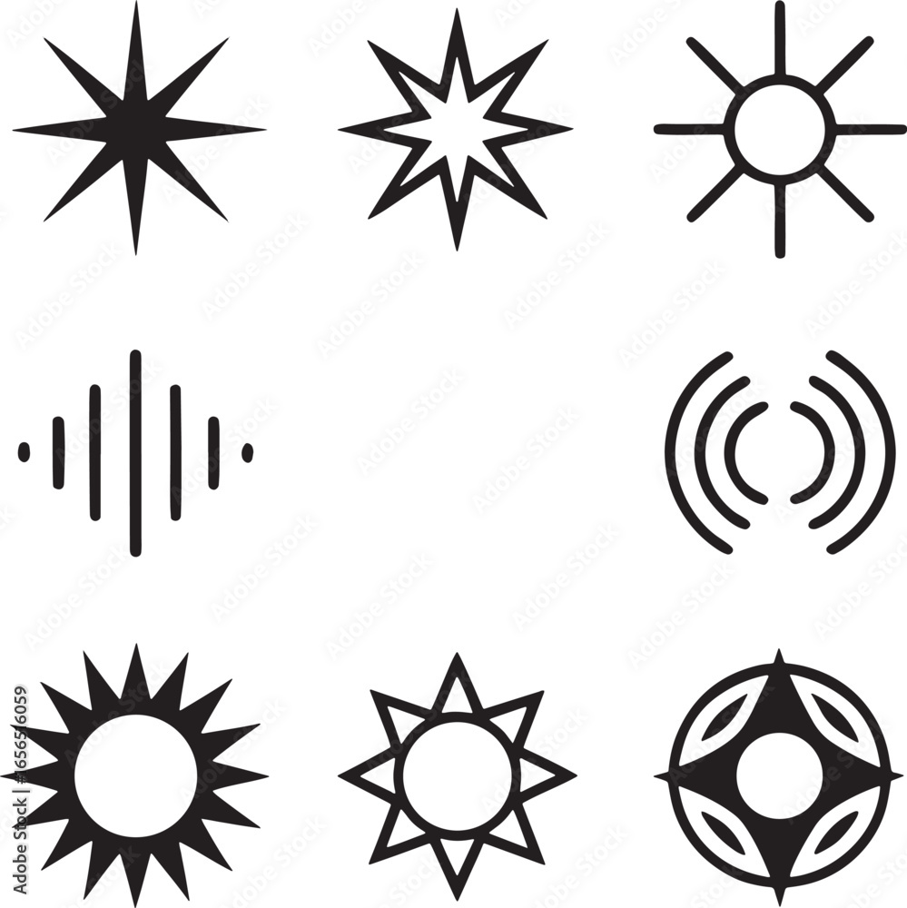 Obraz premium Diverse Graphic Icons Light, Sound, Energy Symbols