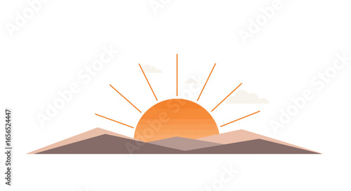 Sunrise Over Mountain Range With Clouds