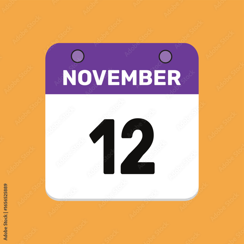 Fototapeta premium 12 november calender icon text page monthly web design.