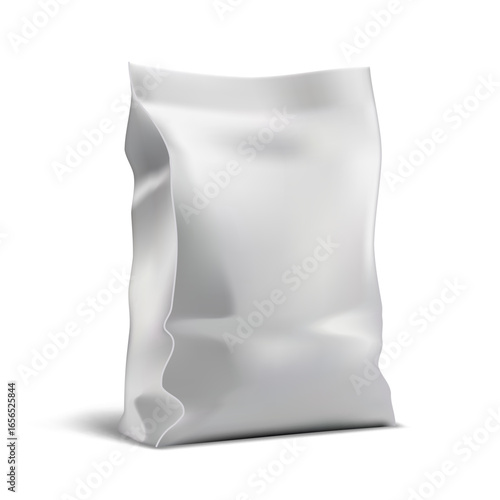 White Plastic Packaging Bag Mockup With Shadow