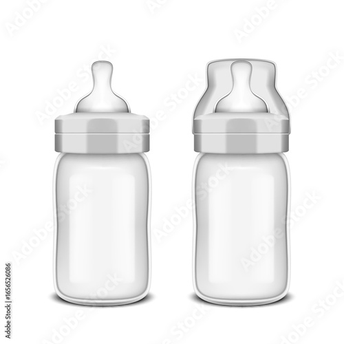 White Glossy Plastic Baby Feeding Bottle With Cap
