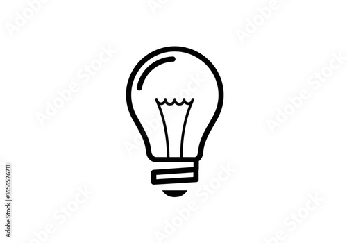 A blackandwhite line drawing of a lightbulb with a visible filament and base
