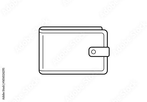 A line art depiction of a wallet with a snap closure