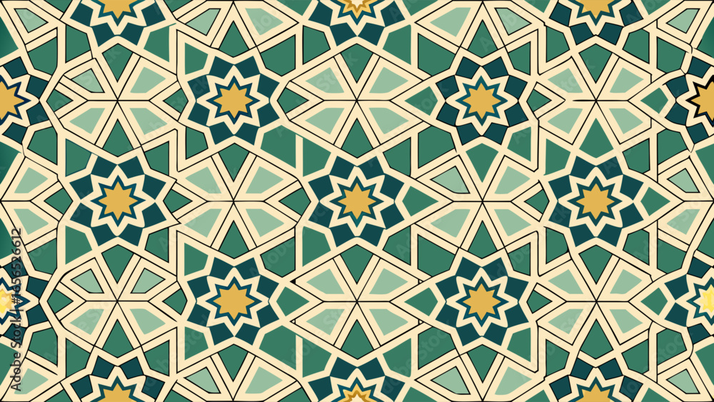 Fototapeta premium Geometric Islamic Pattern with Star Motifs and Repeating Designs