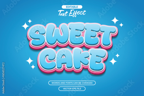 Sweet cake editable text effect with cute cartoon text style