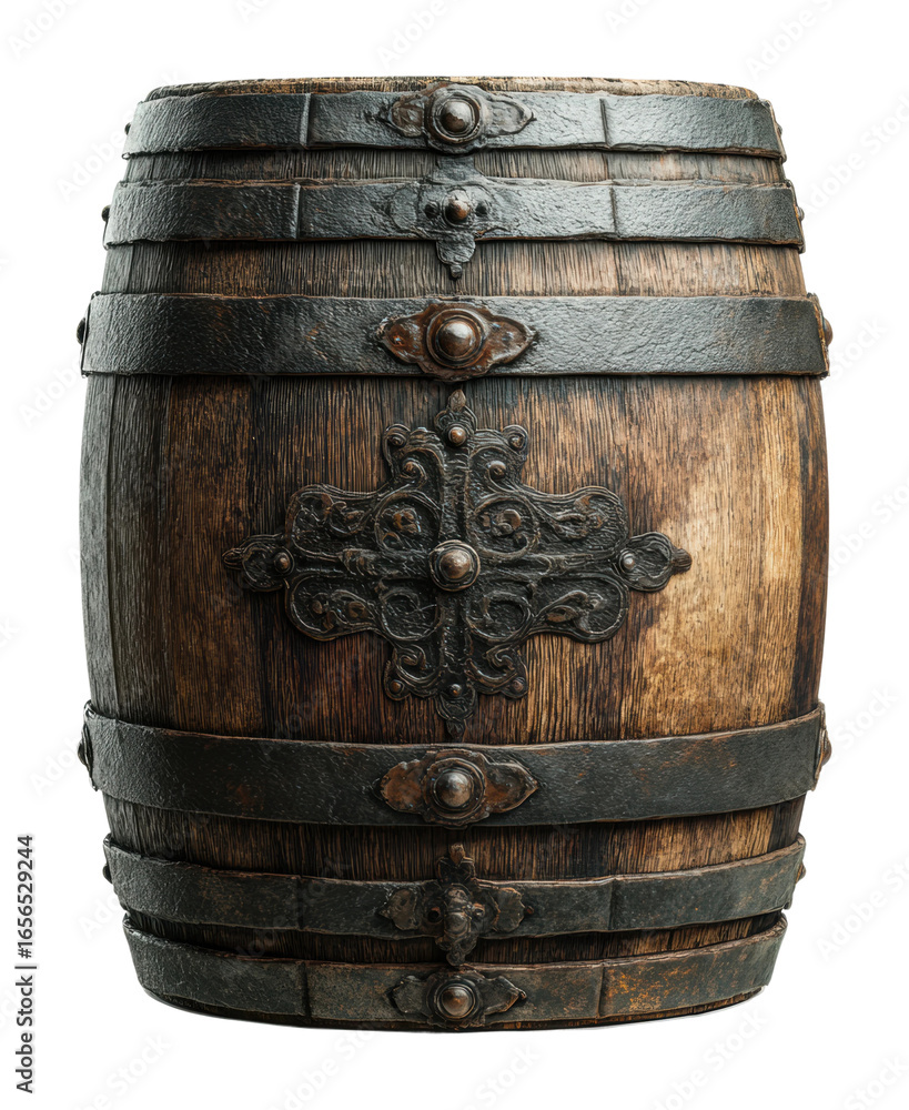 Fototapeta premium Crafting vintage wood barrel artisan workshop product isolated on transparent background, png