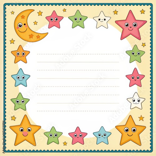 A colorful flat design square card template featuring a cartoon-style illustration, ideal for promotional or marketing purposes.