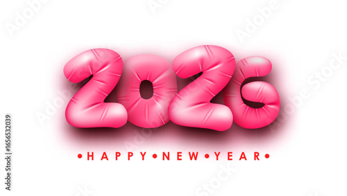 3D Inflated Balloons Numbers 2026 On White