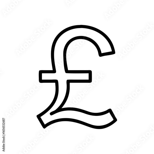 Outline pound sterling symbol isolated on white background representing british currency and finance market