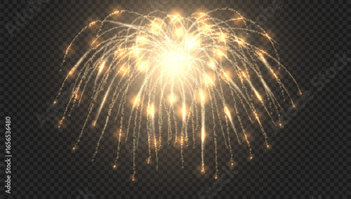 Dark Background With Fireworks On Transparent Sky