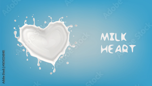 3D Realistic Milk Splash With Heart Shape