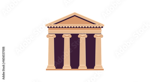 Architectural Icon Classic Building Illustration on White Background, ideal for design projects
