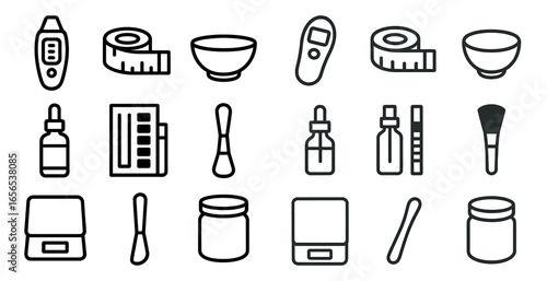 Beauty and hygiene outline icons set – skincare, cosmetic, grooming symbols