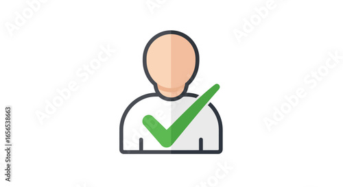 Verified User Profile Icon Green Checkmark on Person Silhouette