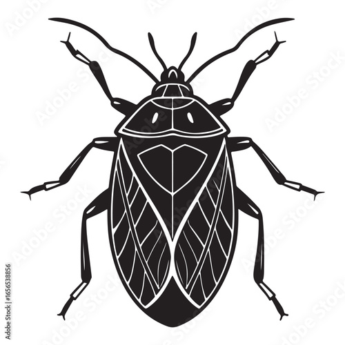 A Detailed Macro Shot of a Stink Bug, a Common Household Pest with a Unique Shield-Shaped Body and a Striking Camouflage Pattern